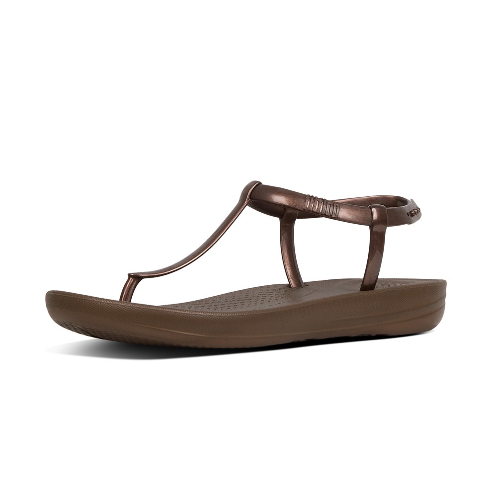 Fitflop Womens Sandals Brown - Iqushion Splash Pearlised Back-strap - BU9245876